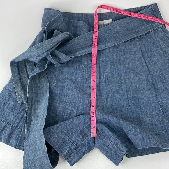 NWT J. Crew Size 2 Tie-Waist Shorts, Chambray, High Waist blue - Picture 10 of 11